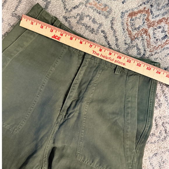 Nili Lotan 00 Slouchy Linen $380 Luna Pants Drop Crotch Cropped Army Green 0 2 4 - Picture 9 of 11